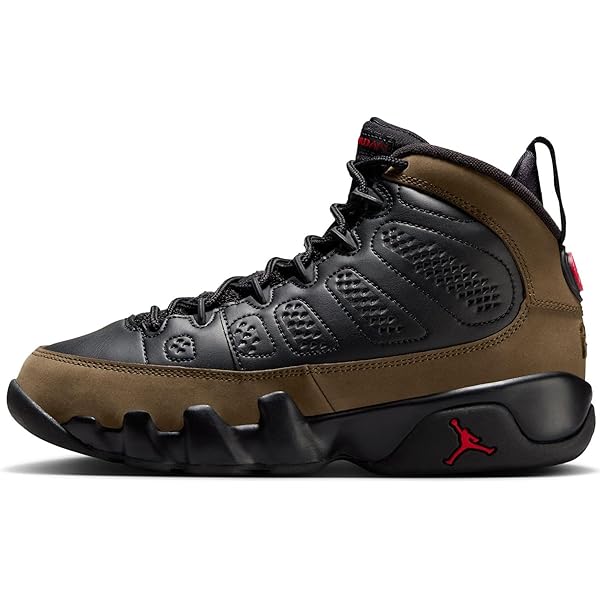 Amazon.com | Jordan Big Kid's 9 Retro Black/True Red-Light Olive